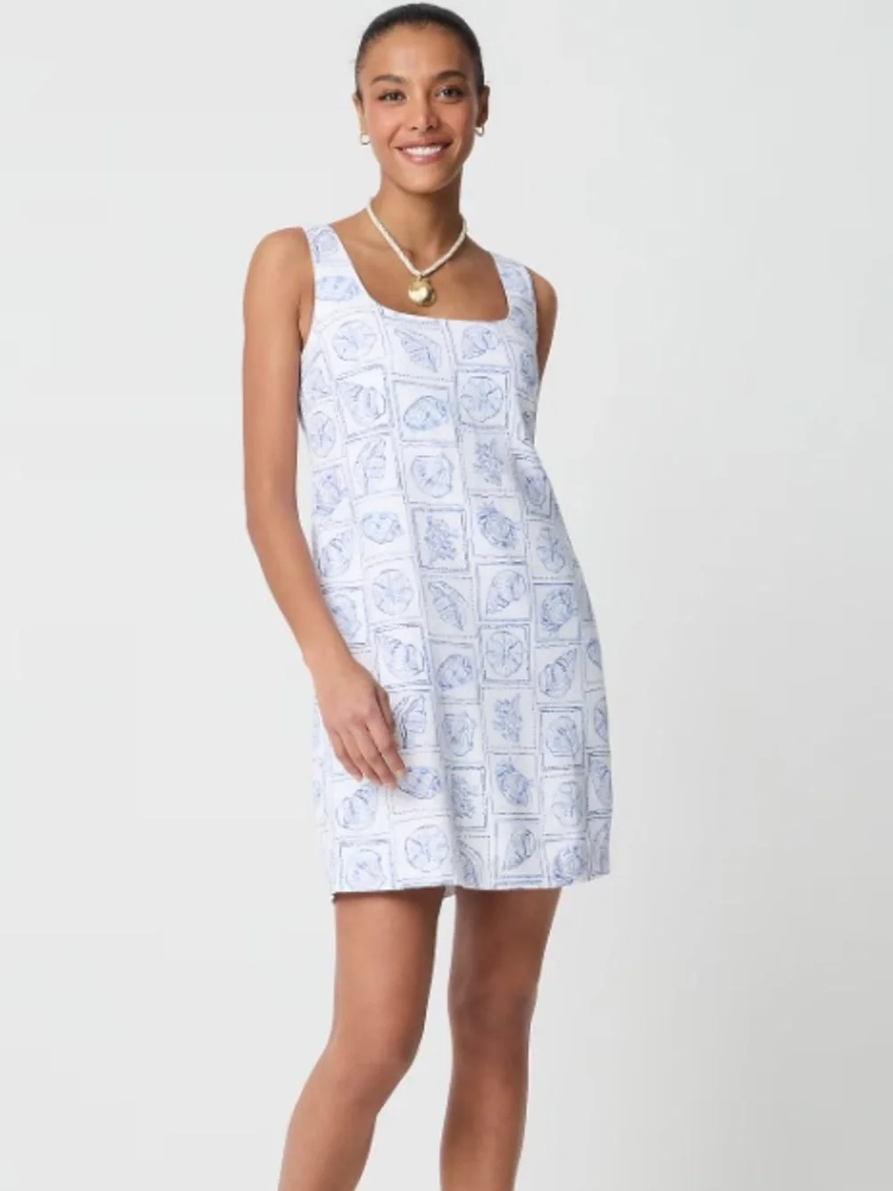 J.Crew Linen-blend Square-neck Shift Dress